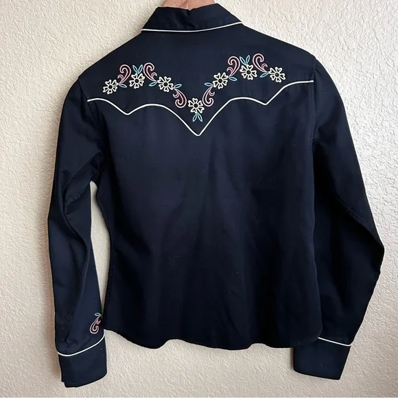 Panhandle Slim Retro Western Wear Long Sleeve Button Down Embroidered Shirt - Picture 2 of 7